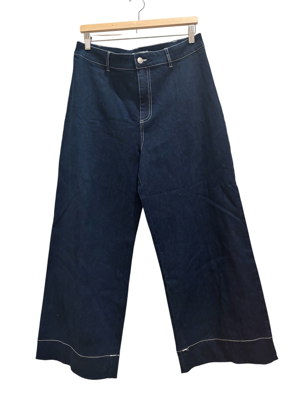 Anthropologie Wide Leg Jeans Dark Wash Cropped NWT Size 31